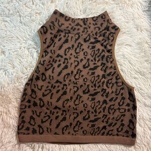 T.J.Maxx Brown and Black Animal Print Tank Top